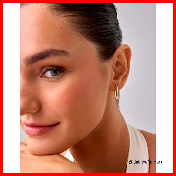 14K Gold Plated 925 Sterling Silver Geometric Hoop Earrings - Picture 4 of 6